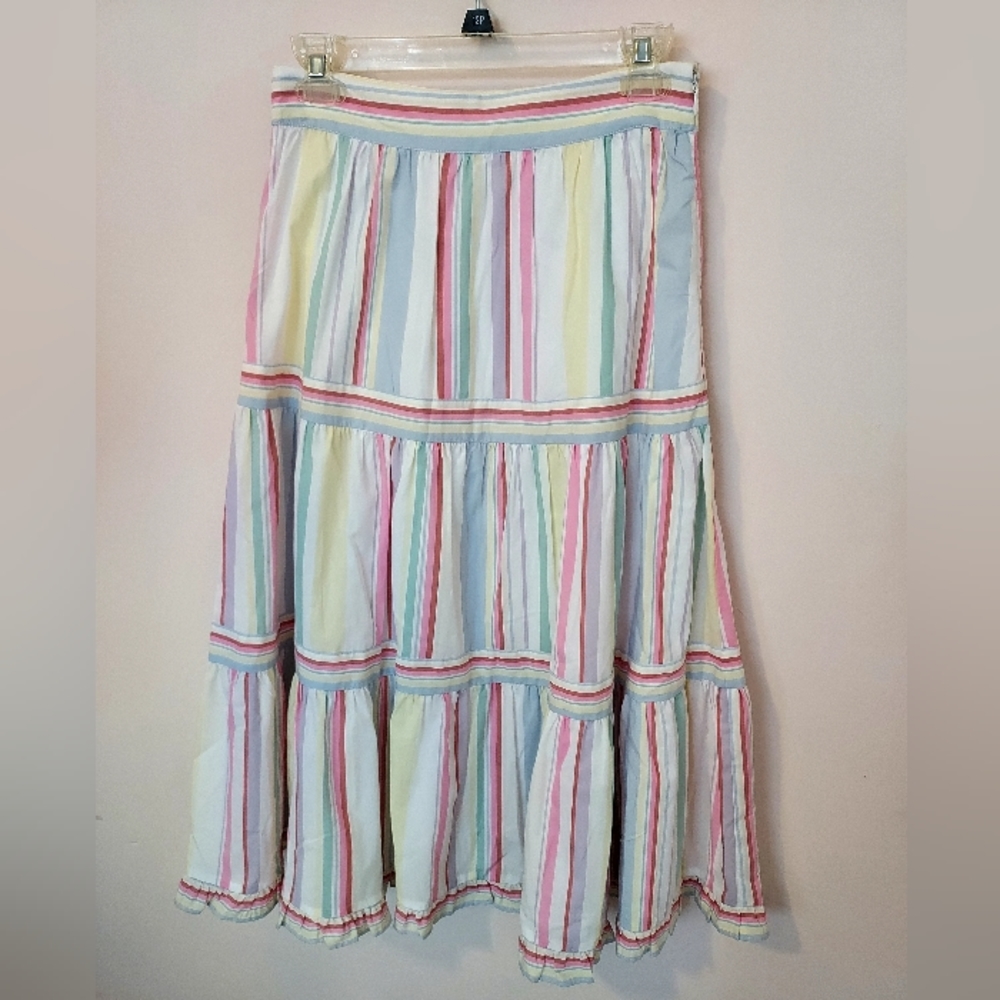 Chelsea & Violet Cotton Tiered Circle skirt Small Feminine Coastal Beachy Spring